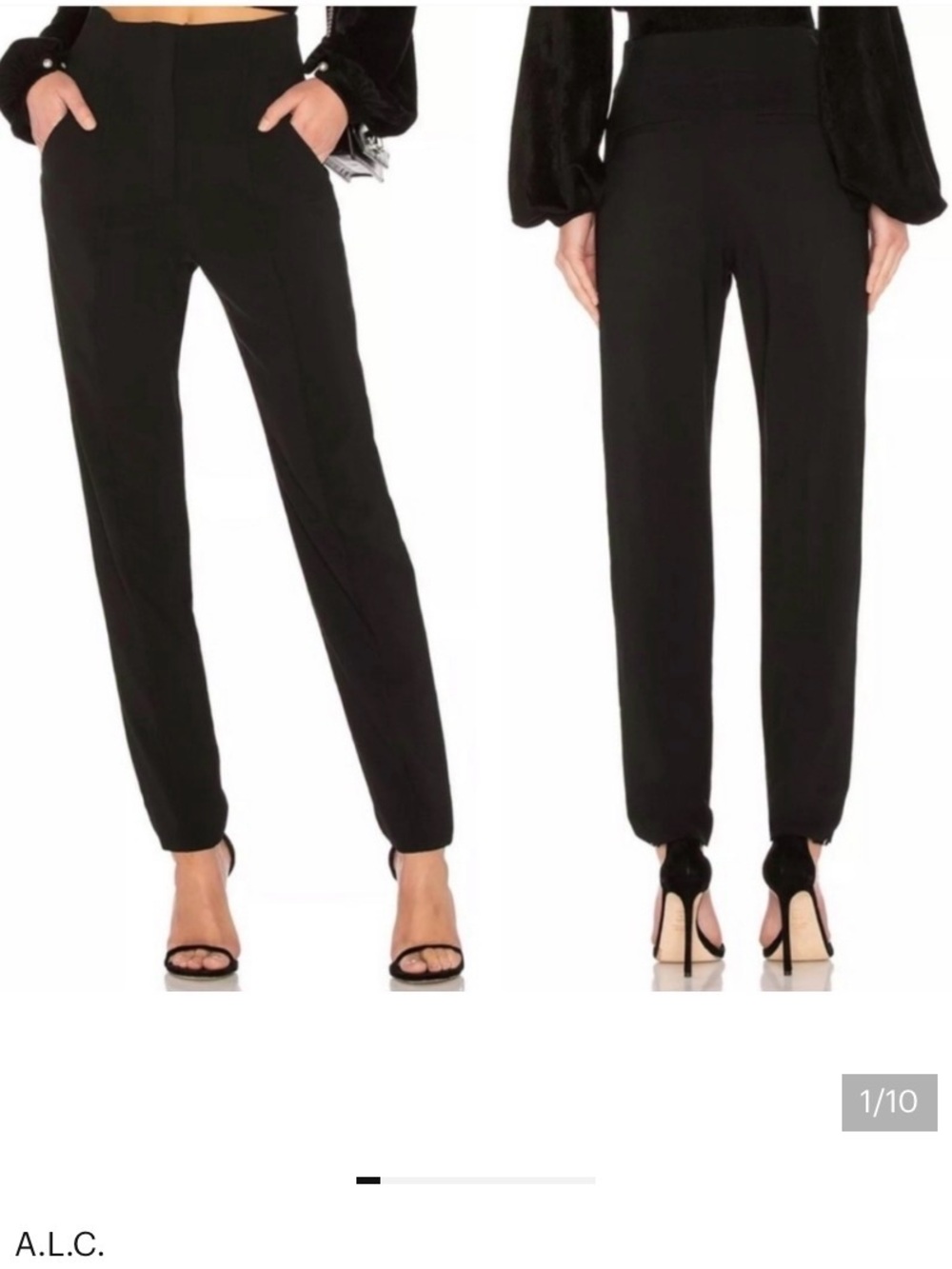 A.L.C. Black High-Rise Tapered Trousers